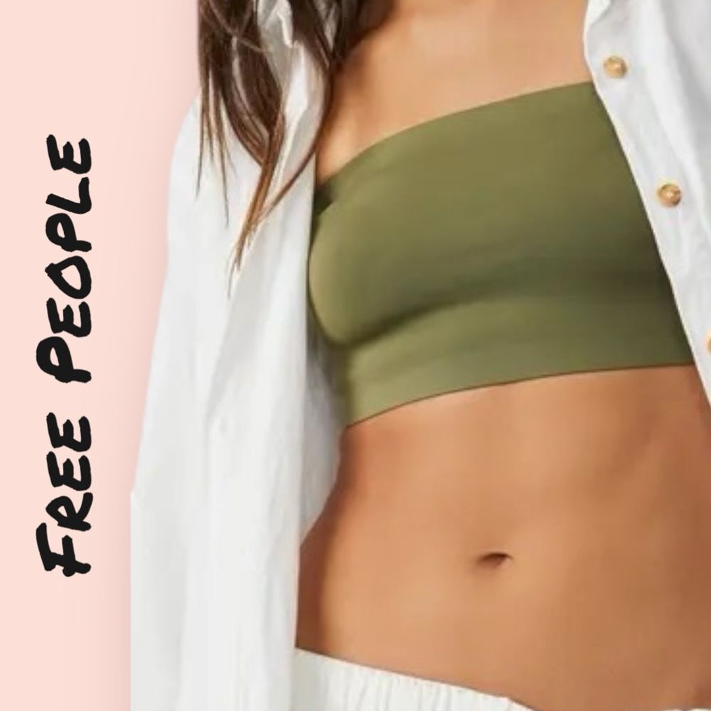 New NWT Free People Intimately FP Nina Bandeau Bralette Tube Top Army Green - XS